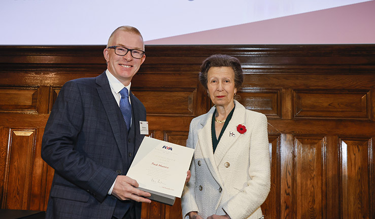 Paul Munro is presented with an RYA Volunteer Award by HRH The Princess Royal, credit Paul Wyeth RYA