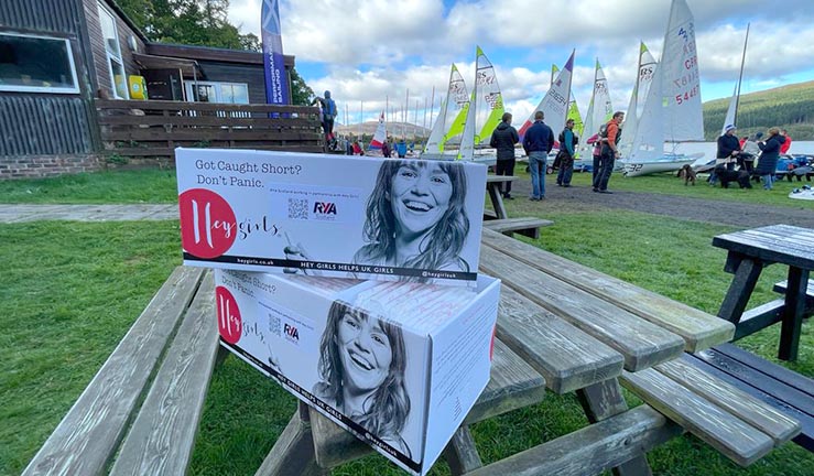 Branded Hey Girls Sanitary products at a Sailing Club
