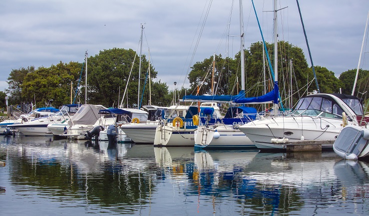 Boats at a mooring in Norfolk