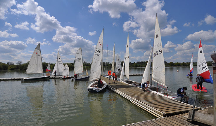 Banbury Sailing Club boats launching from the pontoon.