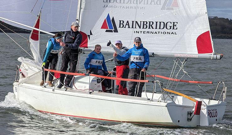 Students sailors on small &)& keelboats racing on the Firth of Forth.