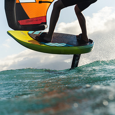 Foiling P&B Wingcraft board - close up action shot 