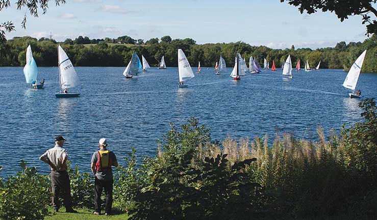 Boats on the water at a lake venue in the RYA North East region.