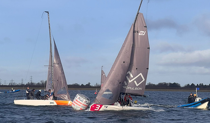 Match racing in RS21s at Queen Mary SC for 2023 
Winter Series Qualifier 1.