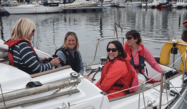 Women getting ready to go sailing 