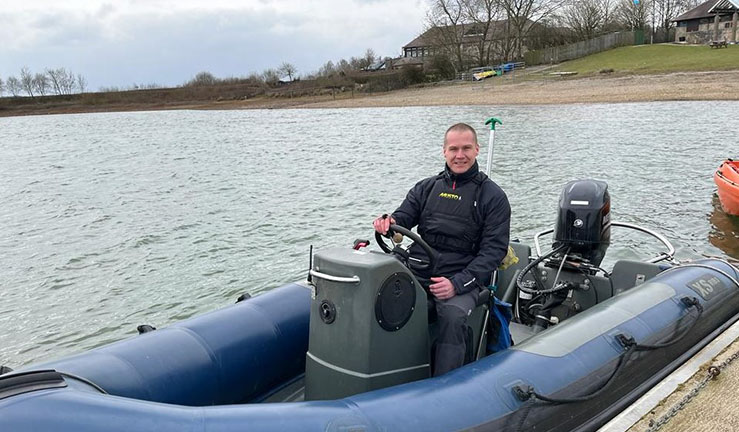 RYA Midlands Regional Development Officer Ben Hodgson in a RIB at Carsington.
