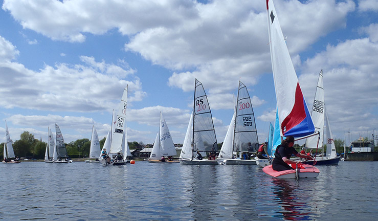 Variety of boats sailing at Middle Nene Sailing Club