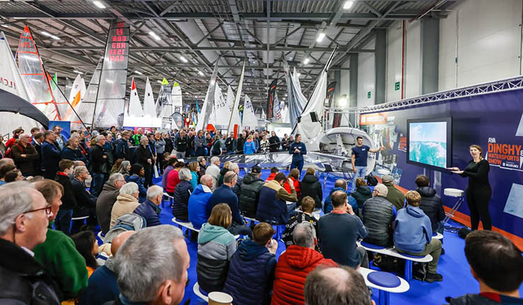 A packed audience for a talk at the RYA Dinghy & Watersports Show.