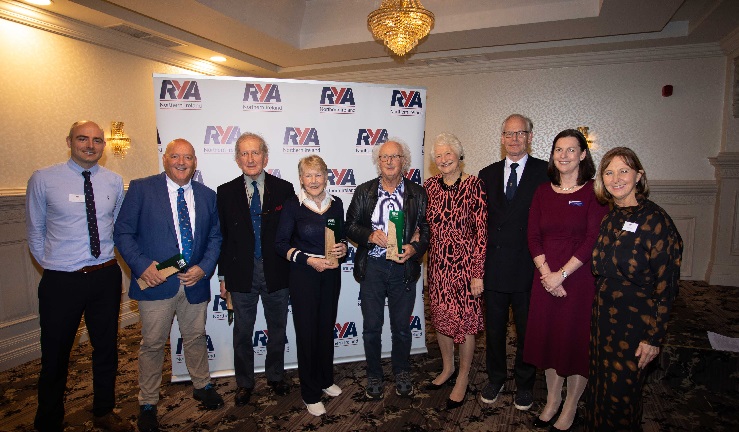 RYANI Hall of Fame inductees, Bill OHara, Maeve Bell, James Nixon, Curly Morris with RYANI Chief Officer Greg Yarnall, RYA Chief Executive Officer Sara Sutcliff, RYA Chair Chris Preston and special guest Lady Mary Peters.