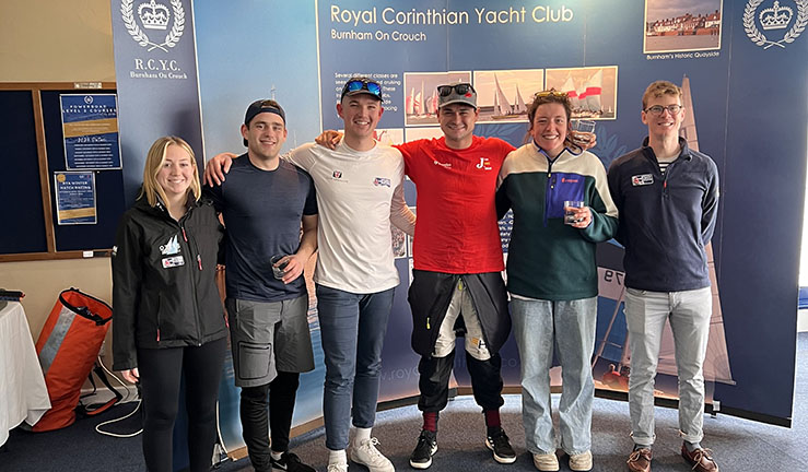 At the prizegiving RYA Winter Match Racing Series 2023, Q3 at RCYC Burnham, winners Team Absolute. 