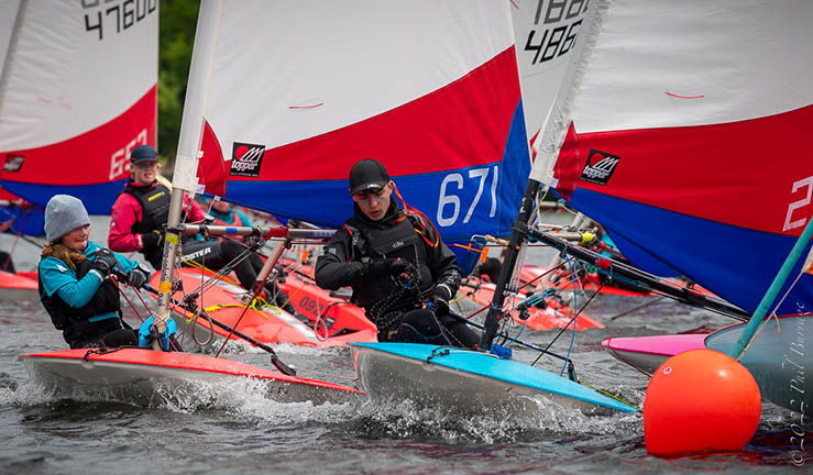 Topper sailors racing at the BYS Regional Junior Champs at Ullswater 2022