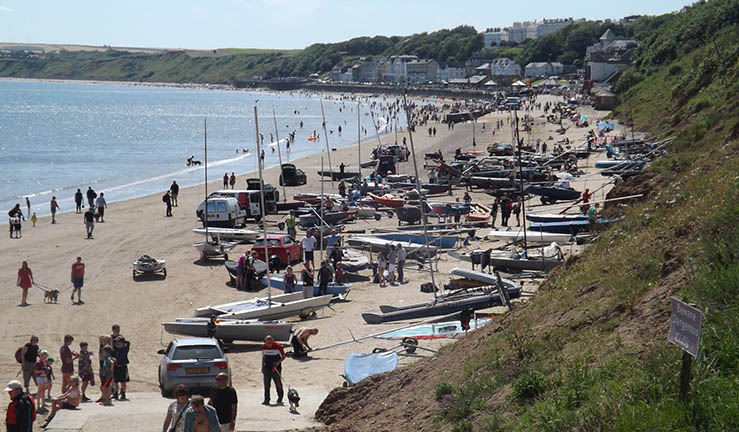 Boats on the beach at a Filey SC regatta