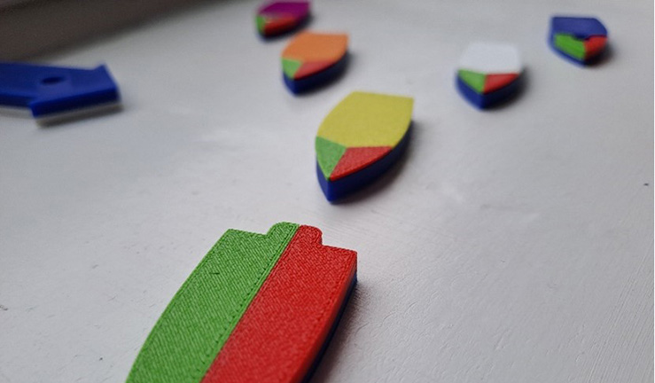 3D pocket-sized printed boats made by 3Dimensional Studio for instructors to use for teaching.  