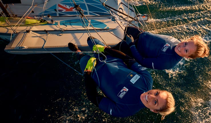 Saskia Tidey and Freya Black sailing 49erFX