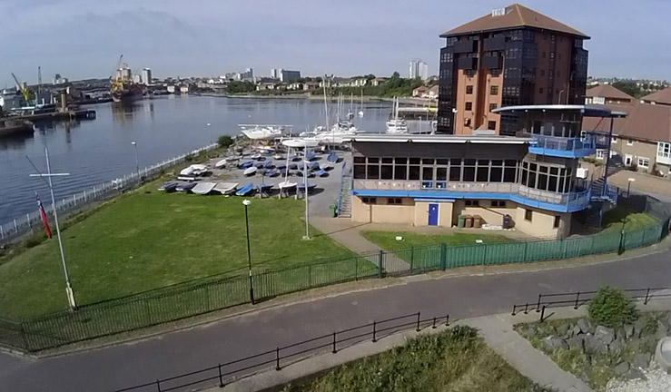 View of Sunderland Yacht Club on a sunny day.