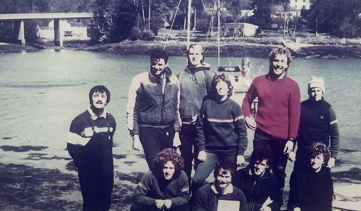 Old group photo taken at Plas Menai on 1986 Trainee Instructor Course with Impact Award winner Jamie Johnson on the back row in group of 10.