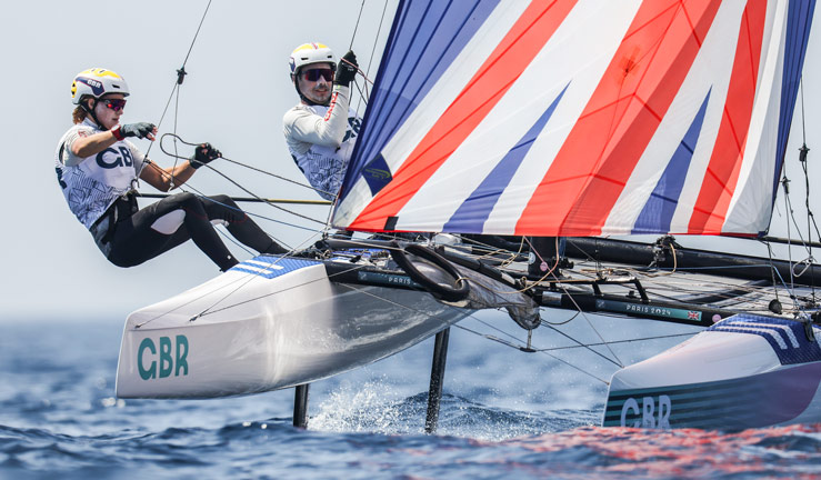 john gimson and anna burnet racing nacra 17 at paris 2024 olympic games