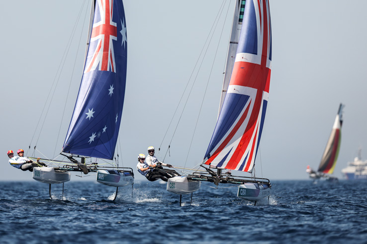 new zealand and grb nacra 17s racing at paris 2024 olympic games