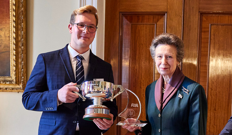 Freddie being presented with award by HRH The Princess Royal 
