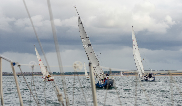 View of the yacht racing at Royal Northumberland YC. 