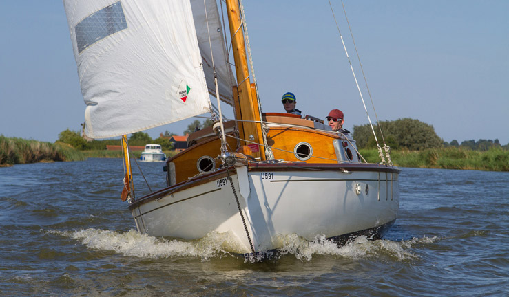 Day sailing boat on the Norfolk Broads 