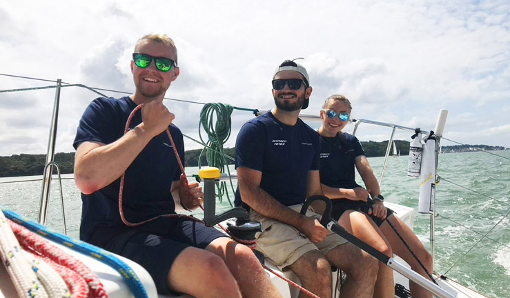 Young people yacht sailing 