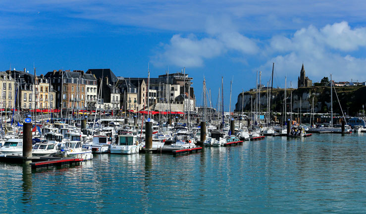 Boats moored up at Dieppe Marina