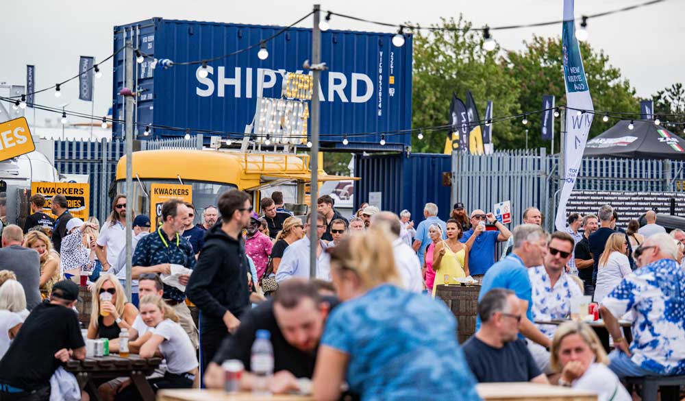 crowds at the shipyard at southampton international boat show