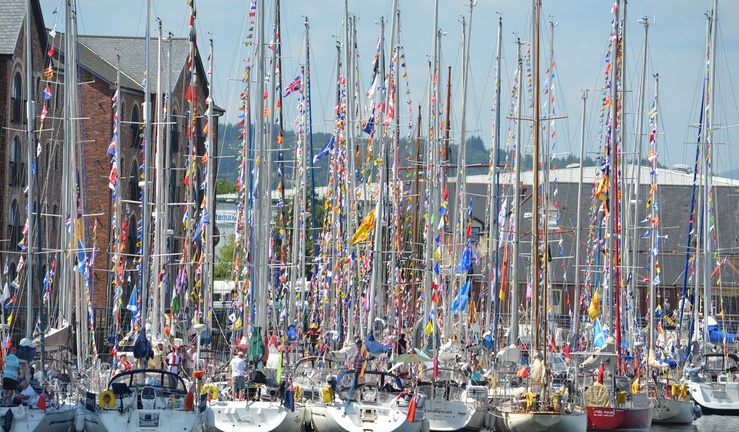 Colourful mast flags on a sunny day.