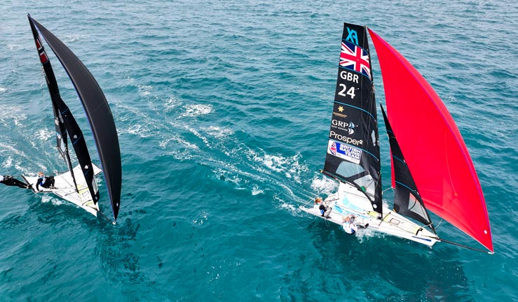 Saskia Tidey and Freya Black racing 49erFX