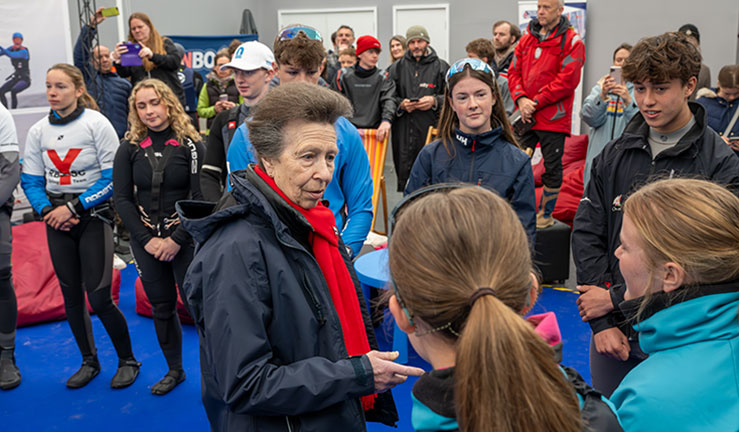 HRH The Princess Royal, President of the Royal Yachting Association, visits the RYA Youth National Championships at the Welsh National Sailing Academy, Plas Heli, Pwllheli.