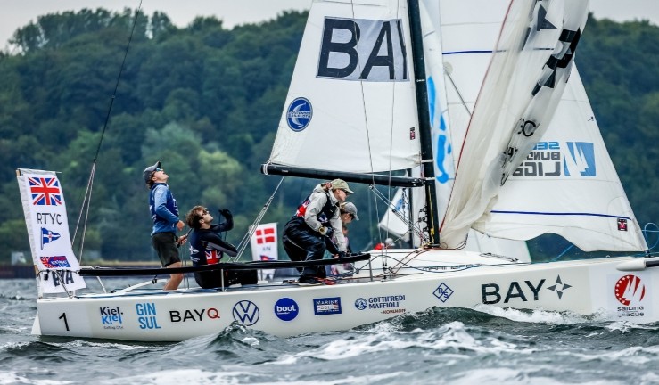 RTYC team competing aboard keelboat at SAILING Champions League final 2025.