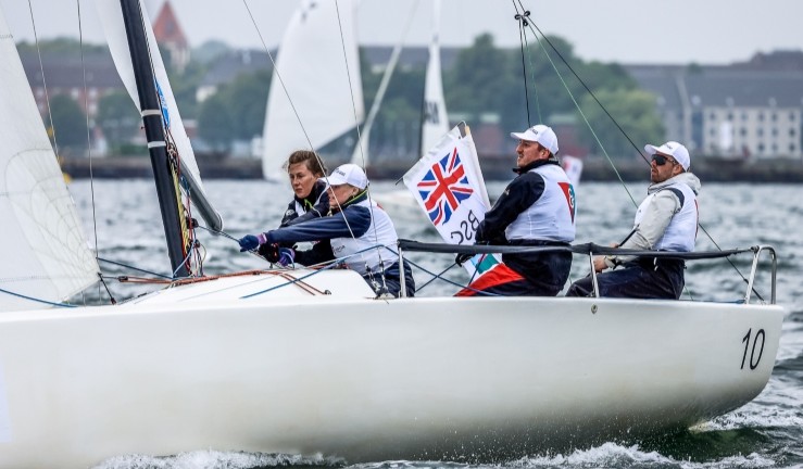 Burnham SC team aboard keelboat competing in the SAILING Champions League 2025 final in Kiel.
