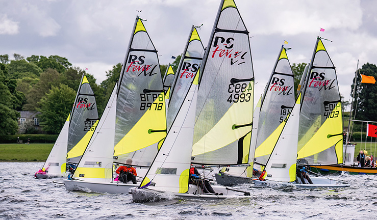 RS Fevas racing at the RYA Eric Twiname Championships
