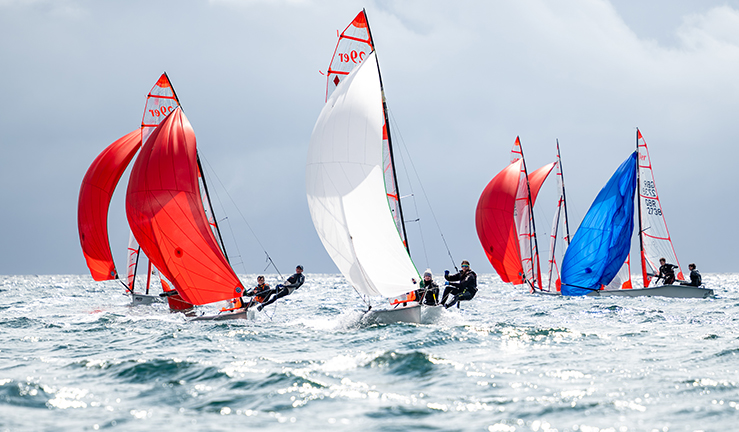 29er crews racing. Credit RYA/PKC Media