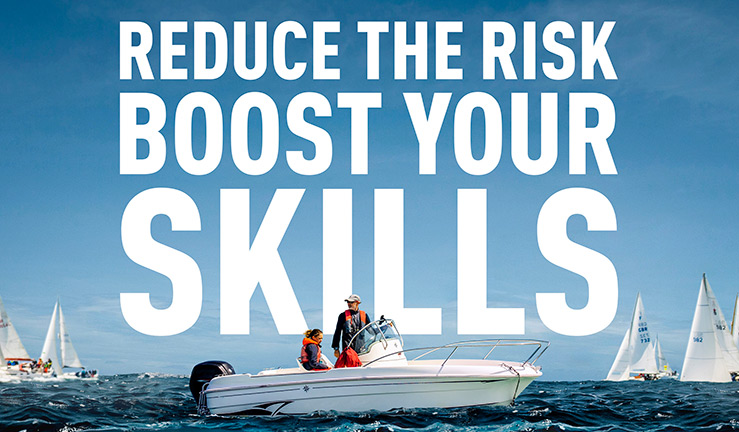 Reduce the risk and boost your skills graphic with motorboat