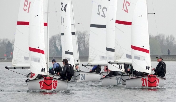 Close racing for teams sailing Firefly dinghies at the RYA/UKTRA National Team Racing Championship 2025. 