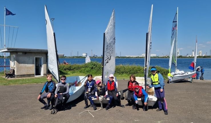 Junior sailors on shore with Optimist dinghies at Dragon Series 2025 first event of the year at Tata Steel SC.