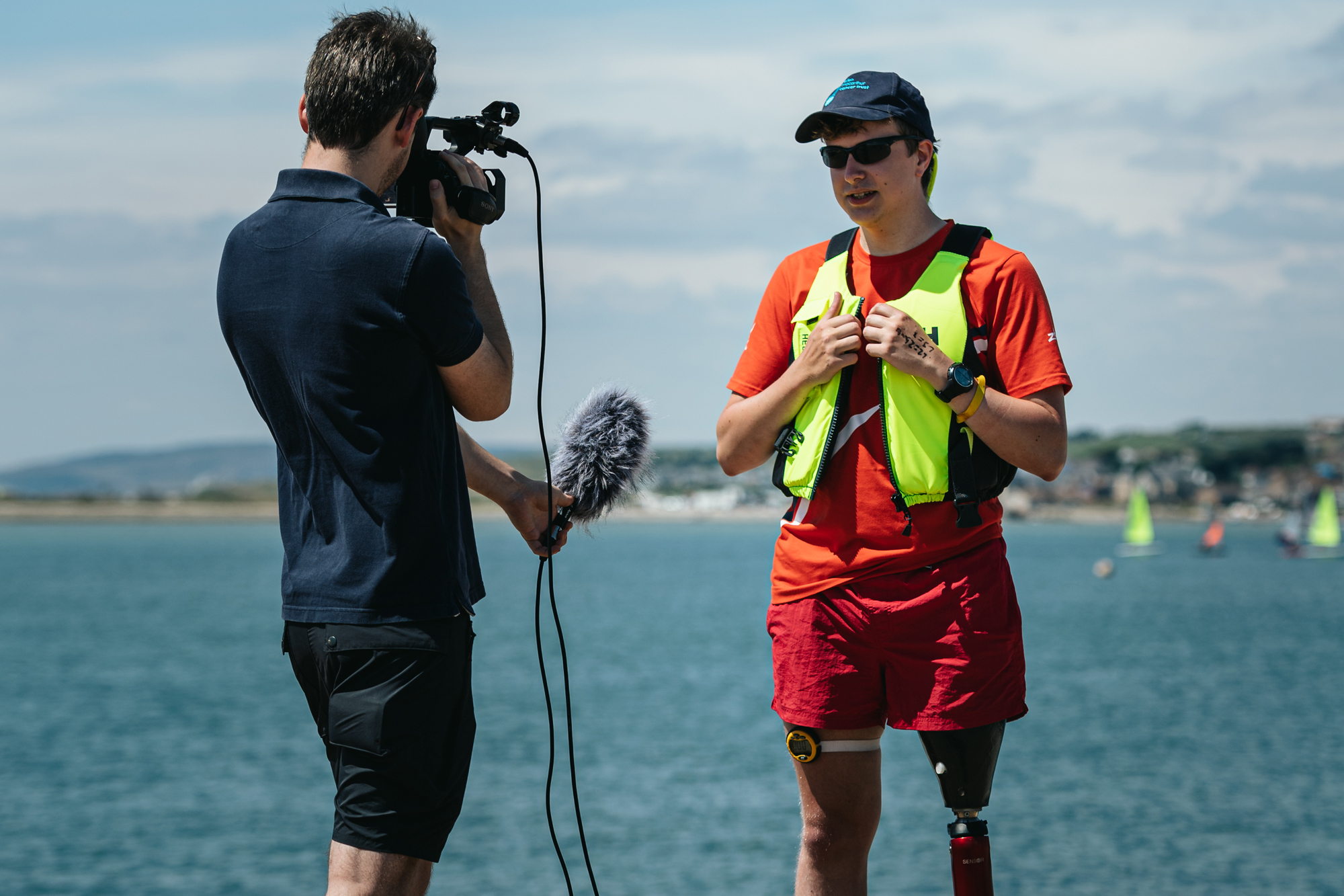 George being interviewed on the dock
