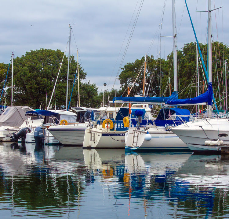 Boats moored next to each other 