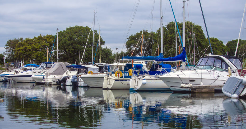 Boats moored next to each other 