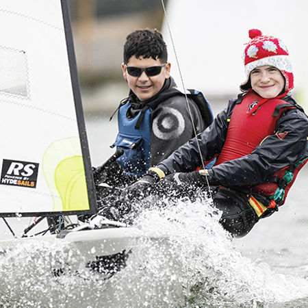 Two young sailors in double handed dinghy 