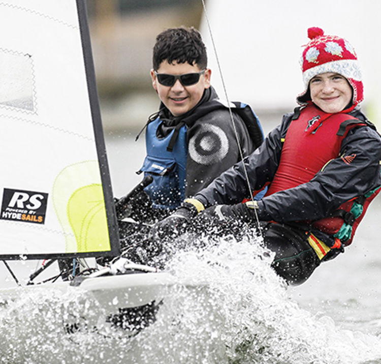 Two young sailors in double handed dinghy 