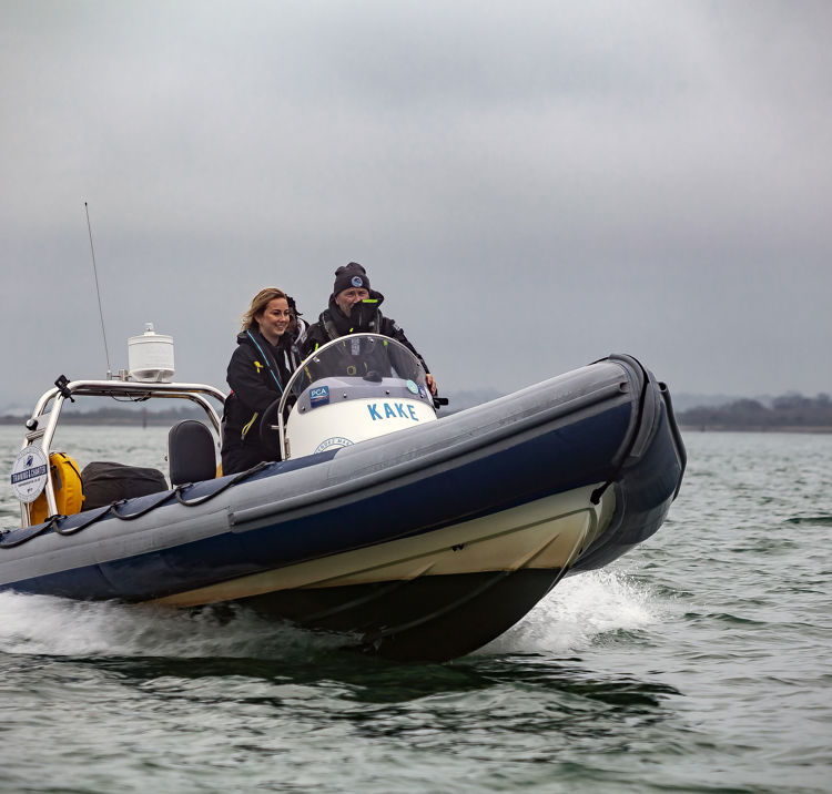 Student and instructor using a rib