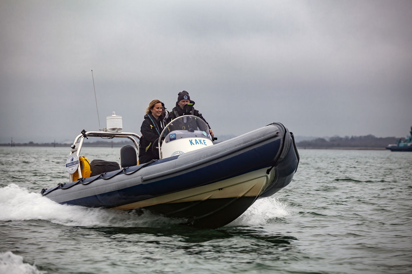Student and instructor using a rib