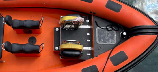 An image of an orange rib from the top view still in water