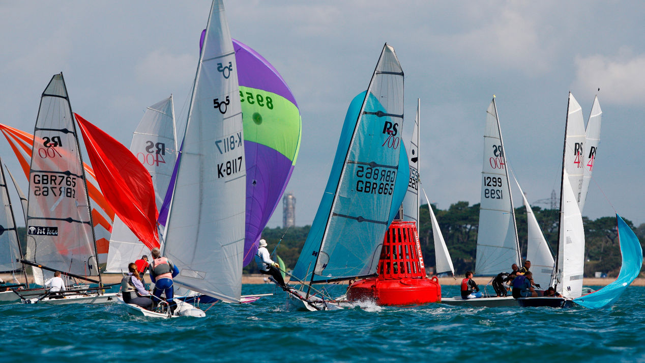 Dinghy Fleet Racing At Mark