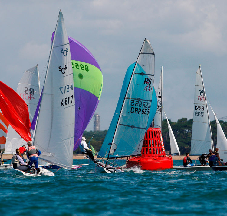 Dinghy Fleet Racing At Mark