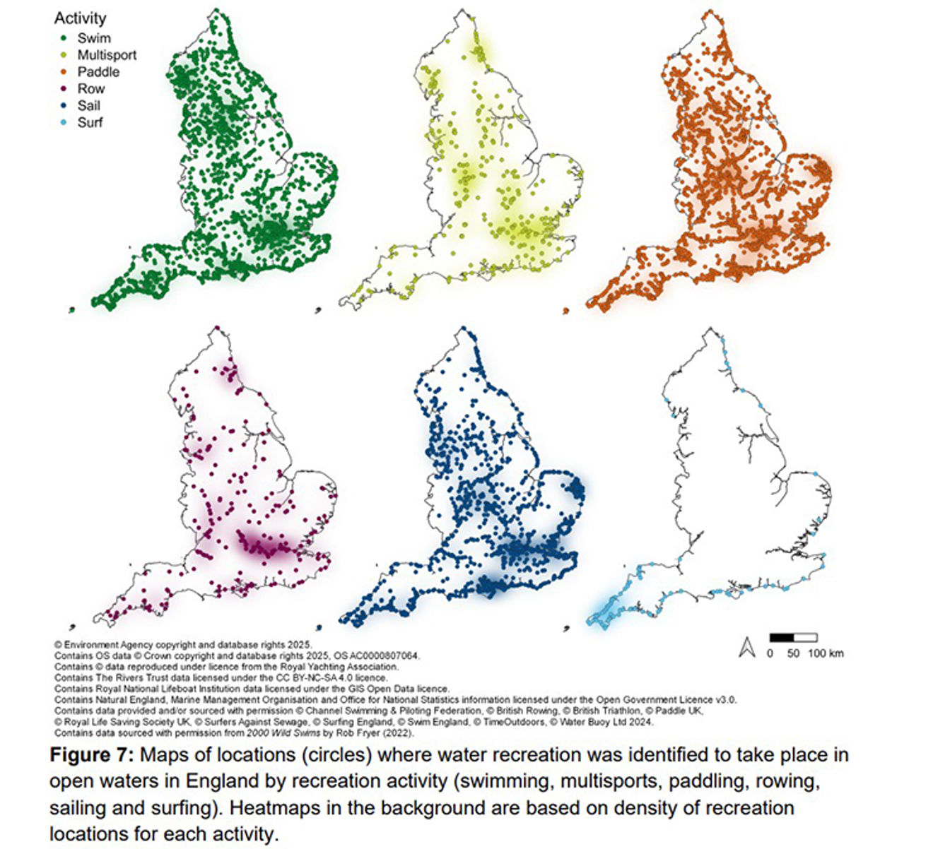 Map of recreational waters in England
