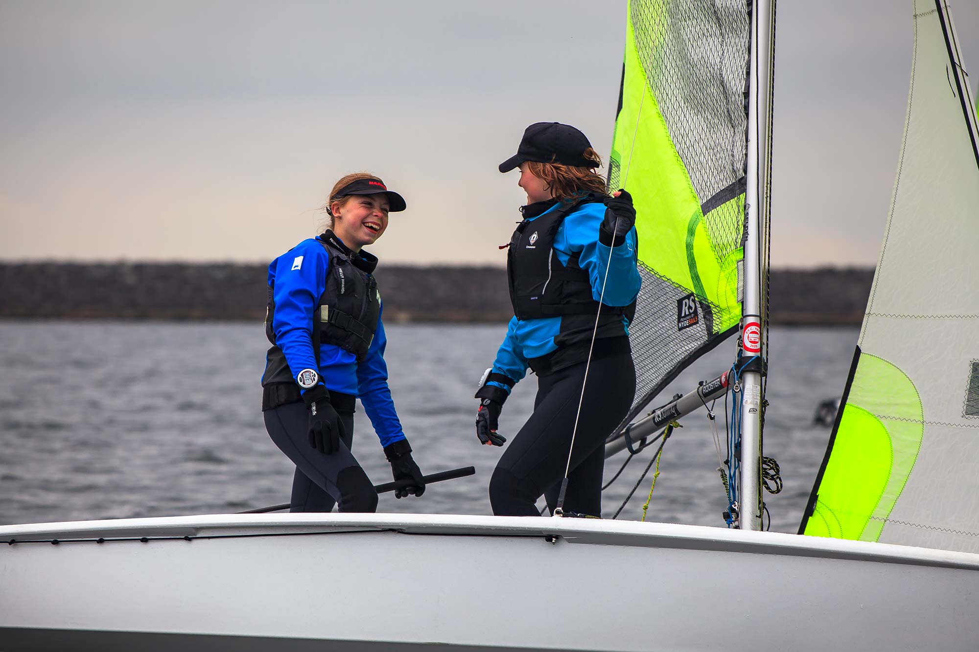 RS Feva sailors having fun at the RYA Eric Twiname Championships